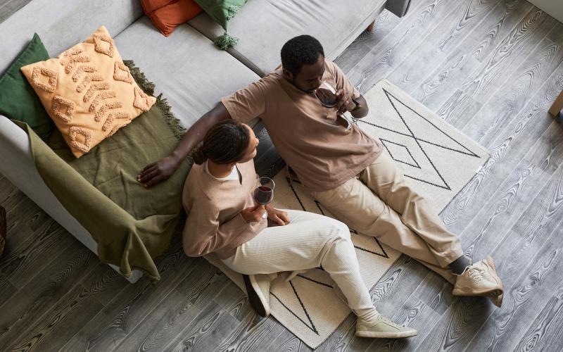 a man and a woman sitting on a couch